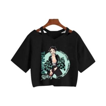 Imagem de Camiseta Feminina Demon Slayer Nezuko Kimetsu No Yaiba Crop Top Tanjir