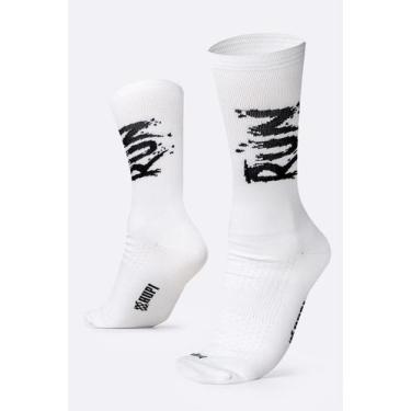 Imagem de Meia para Corrida HUPI RUN Splash Branco 1 Par Cano Médio, Cor Branco 
