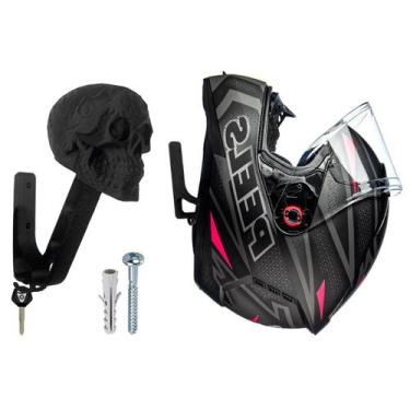 Imagem de Suporte para Capacete de Moto de Parede - Modelo Caveira 18 cores - 3D