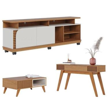 Imagem de Rack Bancada Jurerê 1.8 com Mesa de Centro Jeri Freijó Off White Matte