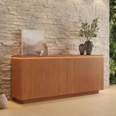 Imagem de Buffet Aparador 4 Portas 183,5cm com Gaveta Lux com Led Naturalle - Ma
