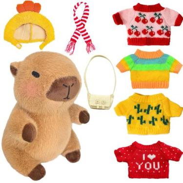 Imagem de Conjunto de brinquedos de pelúcia Kireidane Capybara com 7 roupas e ac