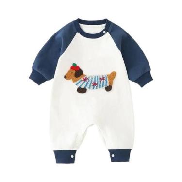 Imagem de Macacão Unissex Para Bebê Com Manga Longa E Logo De Cachorro Bordado, 