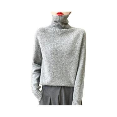 Imagem de Hoodie Feminino 100% Lã Merino, Manga Longa, Gola Alta, Top Quente Em 