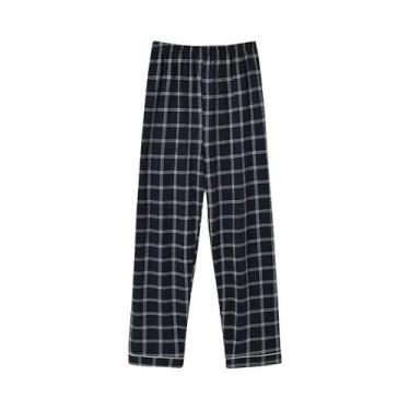 Imagem de Calças De Pijama De Algodão Xadrez Para Adultos, Confortáveis Para Uso