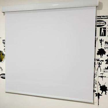Imagem de Persiana Cortina Rolo Blackout Branco Com Bandô 1,40m X 1,40m - Sala E