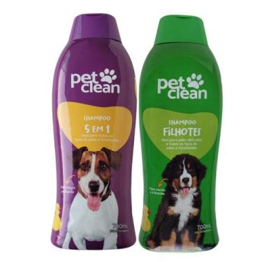 Imagem de Kit Shampoo Filhote + Shampoo 5x1 Pet Clean Cachorro Gato