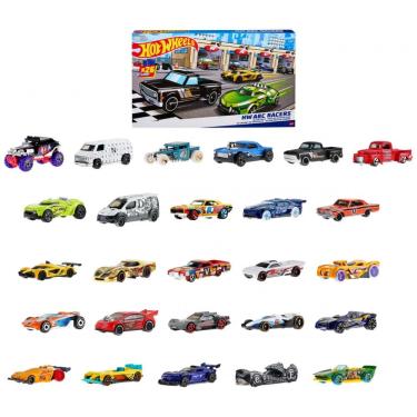 Imagem de Conjunto de 26 Carrinhos ABC Racers, Escala 1:64 com Letras do Alfabeto Ideal para Aprender a Soletrar e Ler de Forma Divertida, Hot Wheels