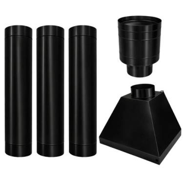 Imagem de Kit Coifa 65x53x52 Chapéu Chinês 3 Dutos 9 Chaminé Pre - LAURINDOS CHU