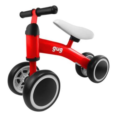 Imagem de Bicicleta Equilíbrio Infantil Andador Sem Pedal 4 Rodas Bebê Gug, Verm