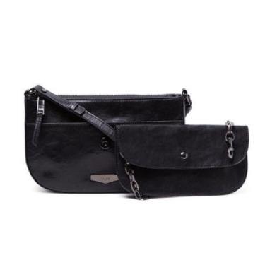 Imagem de Bolsa Ellus Crossbody Bag Lotus Techno Leather Preta-Feminino