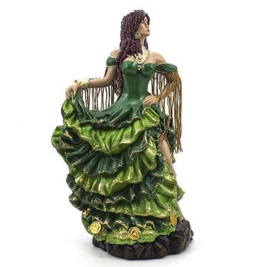 Imagem de Imagem Cigana Luxo Verde Resina 25 Cm