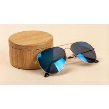 Imagem de Óculos De Sol Aviador Uv400 Retrô Unissex Dirigir/praia Cor:Blue Dark 