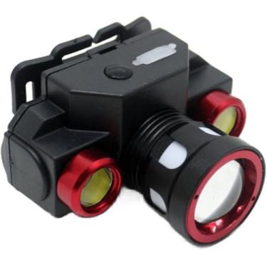 Imagem de Lanterna De Cabeça Profissional Vermelho Recarregável 3 LEDs - Gici Im