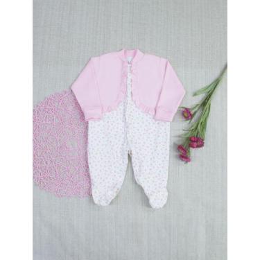 Imagem de Macacão Lari Babadinho Rosa Menina Macio Confortável Delicado Roupa Be