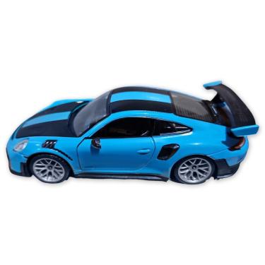 Imagem de Carro Miniatura Metal Fricção Carrinho Action C/ Som E Luz Porsche 911 Gt2 Azul