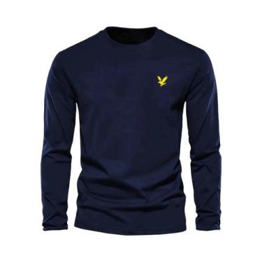 Imagem de Camiseta Casual Masculina De Manga Longa Com Estampa De Águia, Confort