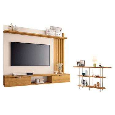 Imagem de Painel Suspenso Lets Cinamomo Off White com Aparador Infinity Cinamomo - HB Móveis
