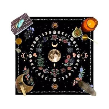 Imagem de Toalha De Mesa De Tarô Floral Lua, Tapete De Altar, Decoração De Astro