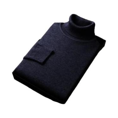 Imagem de Suéter Masculino De Tricô Gola Alta Quente Manga Longa Respirável Pulô