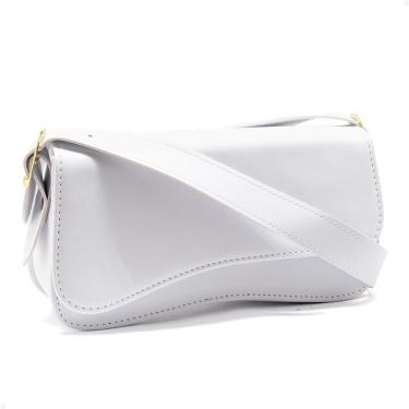 Imagem de Bolsa Feminina Baguete de Ombro OEM Boho Chic em Couro Sintético 23x12x5 cm Branco Adulto