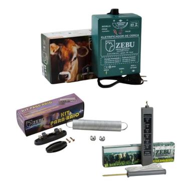 Imagem de Eletrificador Cerca Elétrica Pequena Propriedade 4500m PPCR  Bivolt + Kit Para-raio + Voltímetro Zebu