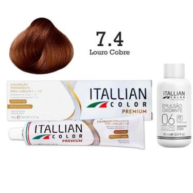 Imagem de Coloração 7.4 Louro Cobre + Oxi 06 Volumes 90ml  Itallian Color - Ital