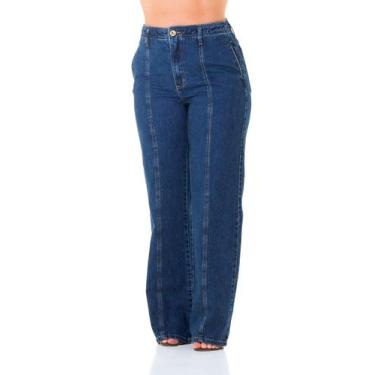 Imagem de Calça Jeans Feminina Arauto Wide Comfy, Azul médio, 48
