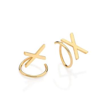 Imagem de Brinco X Torcido Banhado a Ouro Rommanel 527584 Cor:Dourado, Dourado