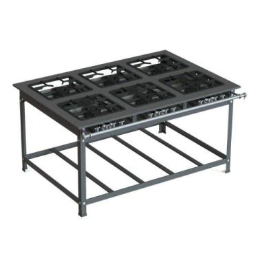 Imagem de Fogão Industrial Inox 30x30 P7 6 Bocas Baixa Pressão 6 QD JS Martins -