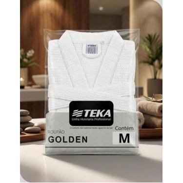 Imagem de Roupão Branco Unissex Tam M 48 Algodão Poliéster Banho Hotel - Teka