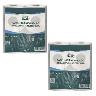 Imagem de Papel Higiênico HLX300 Rolo Luxo Folhas Simples 2 Pacotes com 8 Rolos 