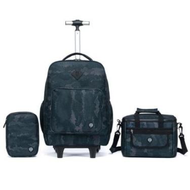 Imagem de Kit Mochila de Rodinha Lancheira Estojo Juvenil Menino Reforçada 32l-Unissex