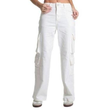 Imagem de Calça Sarja Sawary Wide Leg Petit - 282404 - Off white 40-Feminino