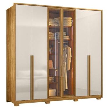 Imagem de Guarda Roupas Casal Reflecta com Led 6 Portas 4 Gavetas Âmbar - MOVAL 