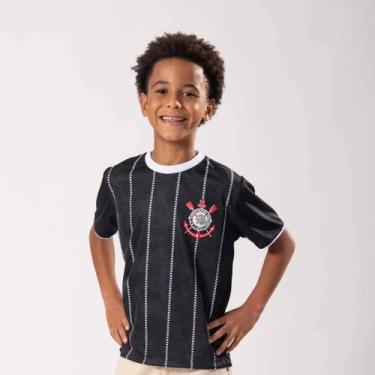 Imagem de Camisa Corinthians Corinto Juvenil Preta - Braziline, 12 ANOS