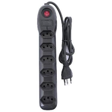 Imagem de Filtro De Linha 6 Tomadas Pp 0,75 1m Bivolt Preto - MEGATRON