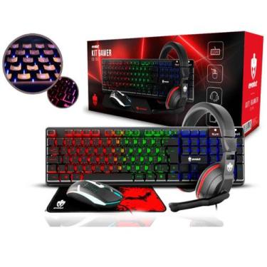 Imagem de Kit Para Pc Gamer Teclado/mouse/fone E Mousepad Evolut Eg-54