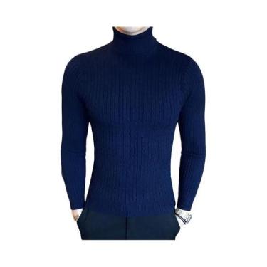 Imagem de Suéter Masculino Slim Fit De Gola Alta, Pulôver De Malha Quente Para O
