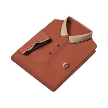 Imagem de Camisa Polo Masculina De Verão Casual De Negócios Em Seda Gelada Respi