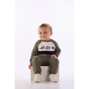 Imagem de Conjunto Bebê Menino Dino Moletom Quimby, Verde