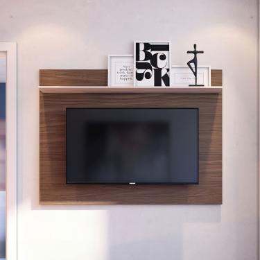 Imagem de Painel para TV até 55 Polegadas Maia Sala de Estar Nogueira Real Off White Colibri