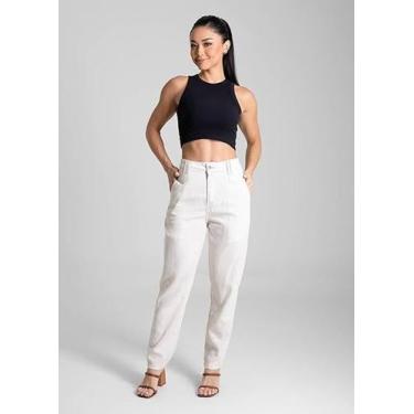 Imagem de Calça Feminina Linho Mom Sawary Premium Original Cintura Alta Moda 281