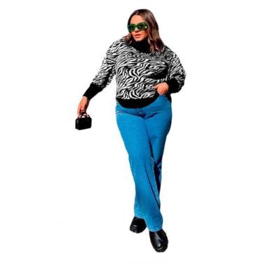Imagem de Blusa Cacharrel Tricot Plus Size Frio Animal Inverno Grande - PLUS MES