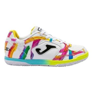 Imagem de Tênis Futsal Joma Top Flex Jr -, Branco, Rosa, 32