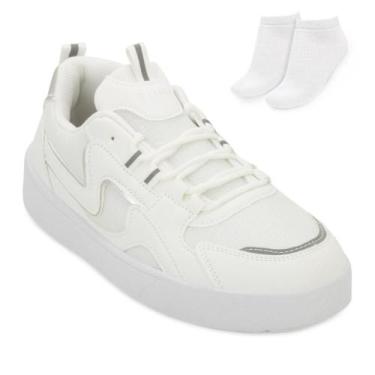 Imagem de Tênis Casual Ramarim e Meia RM25-24832, Branco, Prata, 36