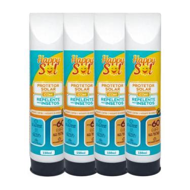 Imagem de Kit 4 Protetor Solar Happy Sol FPS 60 Repelente Atacado 150ml