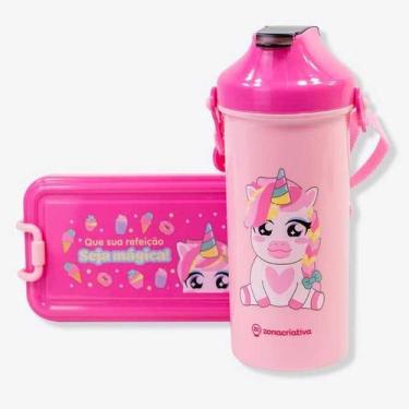 Imagem de Kit Lanche Escolar marmita garrafa infantil sortidos Cor:Unicornio - Z