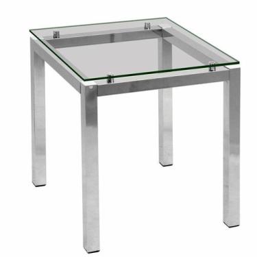Imagem de Mesa Lateral de Canto em Aço 54 x 59 cm Design Moderno Prata - Criativ