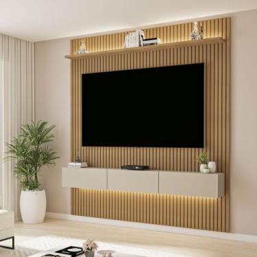Imagem de Painel para TV até 70 Polegadas com LED MDF 179CMX218CM Frisado Curiti